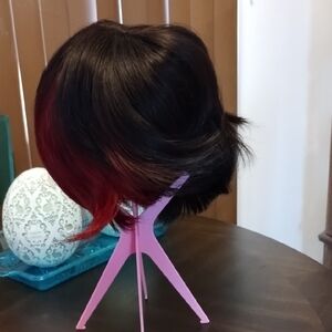 Vibrant Black and Red Ombre Bob Wig